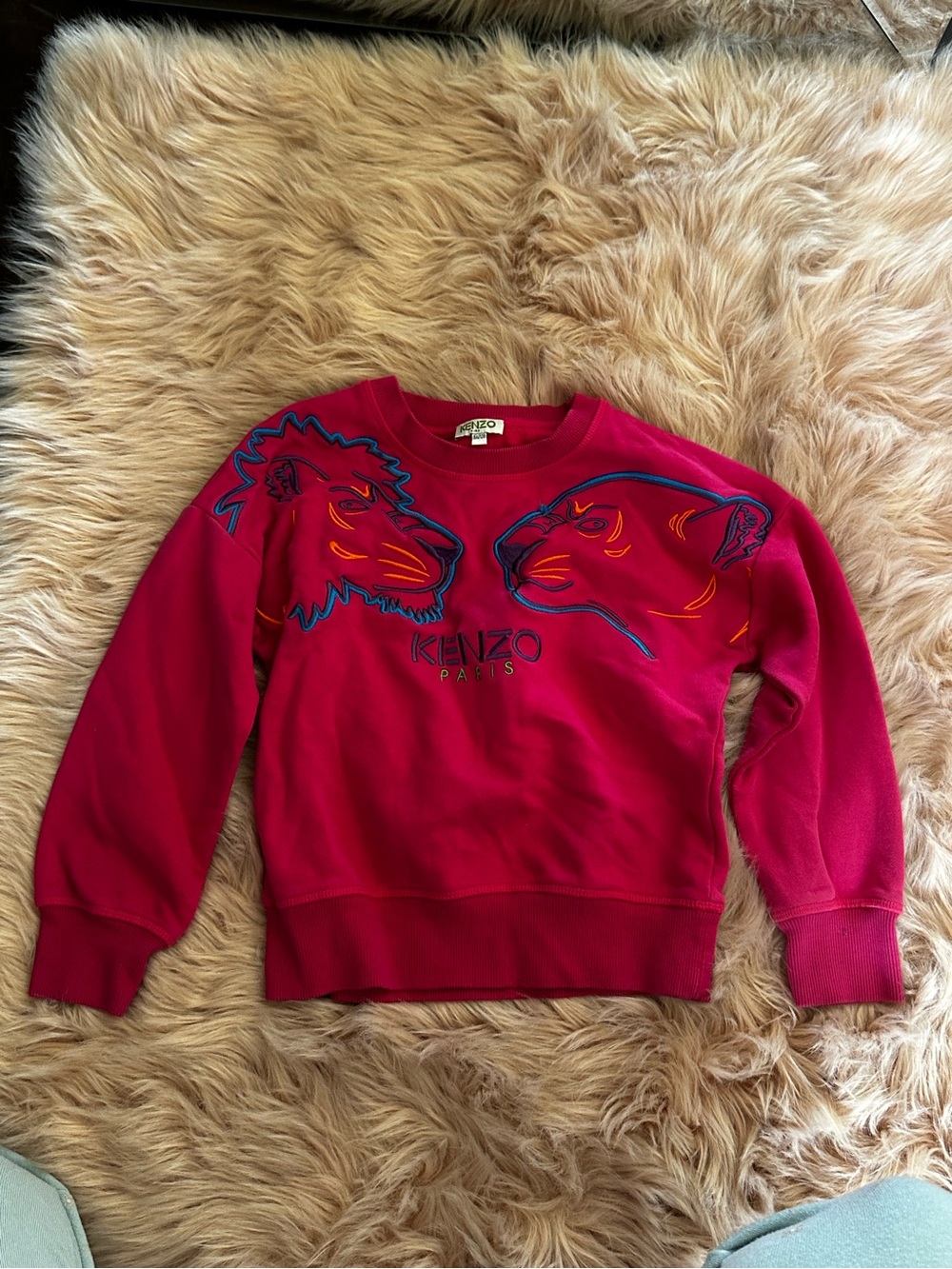 Kenzo Kids Kiki  panther lion fuchsia  Crew Sweatshirt Sz 8